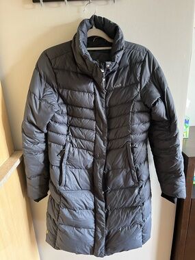 Lole Women's Charcoal Quilted Long Puffer Coat